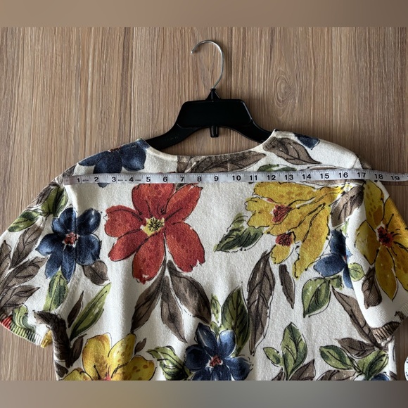 VTG Alfred Dunner Sweater Floral Short Sleeve Beaded Women M Teacher Grandmacore - Picture 9 of 10